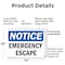 Signmission Emergency Escape, 14 in W x Rectangle, Plastic OS-2PACK-NS-P-1014-L-11787 - alternate 6
